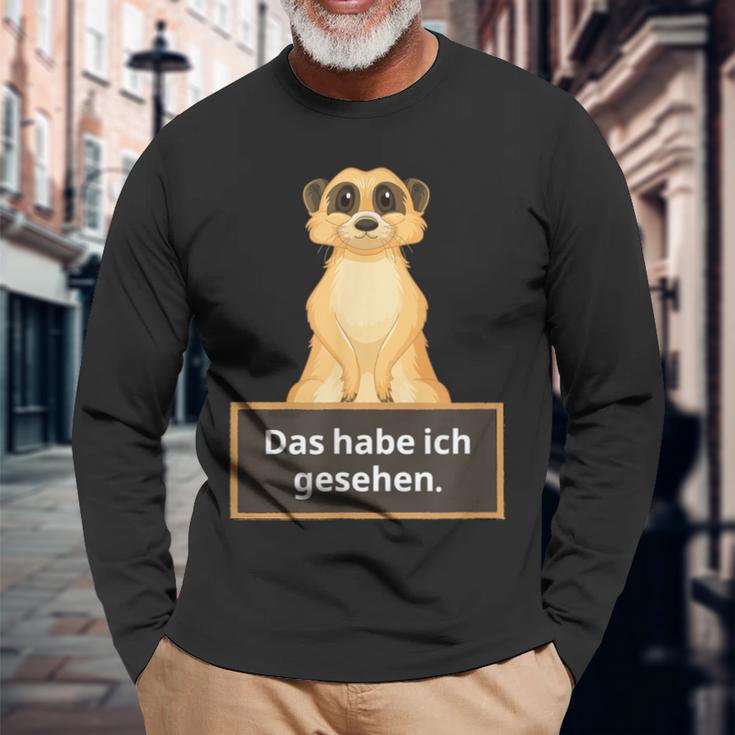 Lehrer Das Habe Ich Gesehen Erdmännchen Saying Langarmshirts Geschenke für alte Männer