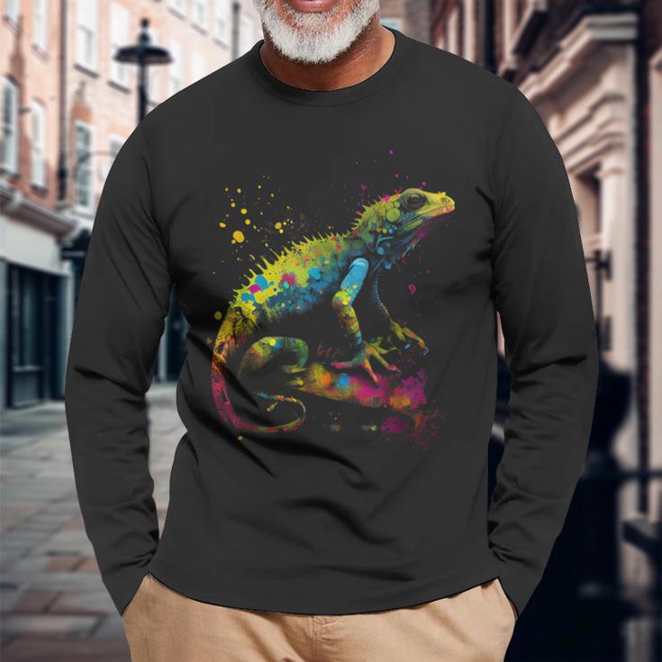 Lizard Lizard Colourful Colour Animal Favourite Animal Fan Langarmshirts Geschenke für alte Männer