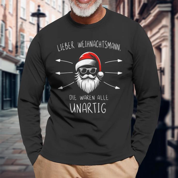 Lustiges Weihnachtsmann Waren Alle Unartig Christmas Langarmshirts Geschenke für alte Männer