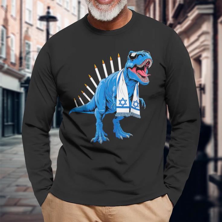 Menorasaurus Rex Menorahsaurus Hannukah Dinosaur Langarmshirts Geschenke für alte Männer