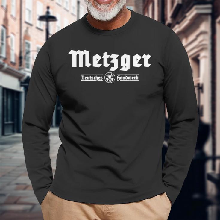 Metzger Fleischer Zunftzeichen Tradition Craft S Langarmshirts Geschenke für alte Männer