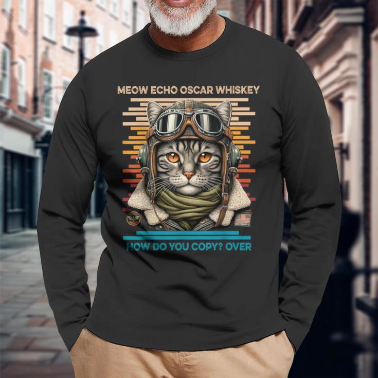 Mike Echo Oscar Whisky Wie Kopierst Du Over Catintage Langarmshirts Geschenke für alte Männer