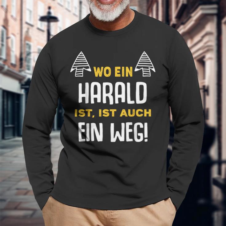 With Name Harald Wo Ein Harald Istorname Langarmshirts Geschenke für alte Männer