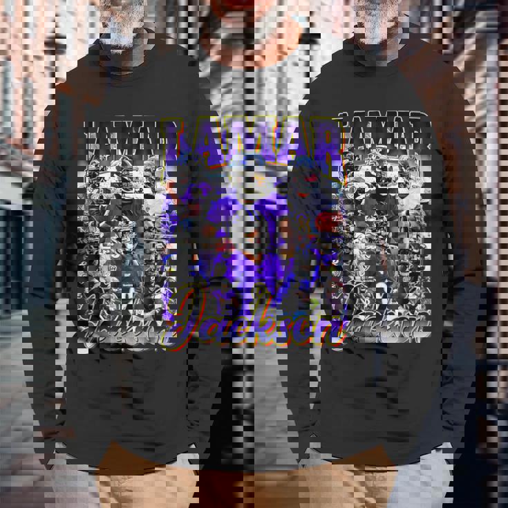 Retro Lamar Jackson Vintage Lover Graphic 90S Long Sleeve T-Shirt Gifts for Old Men