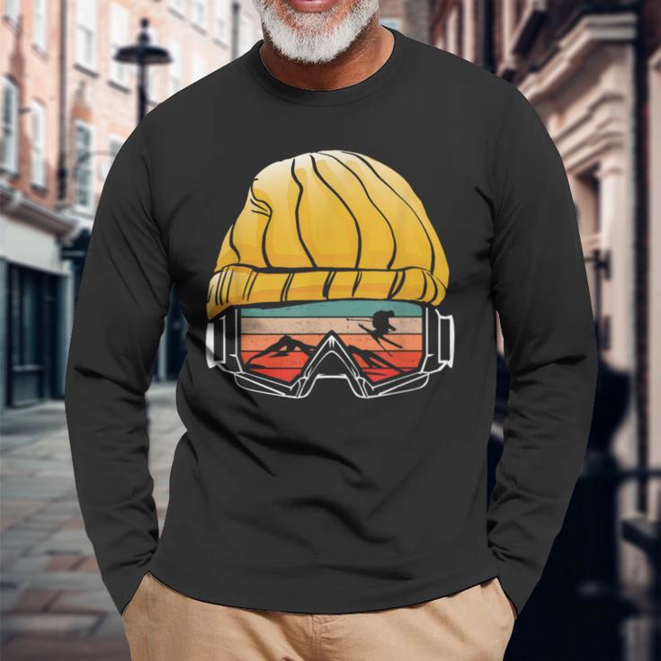 Retro For Skiing Alps Slopes Apres Langarmshirts Geschenke für alte Männer