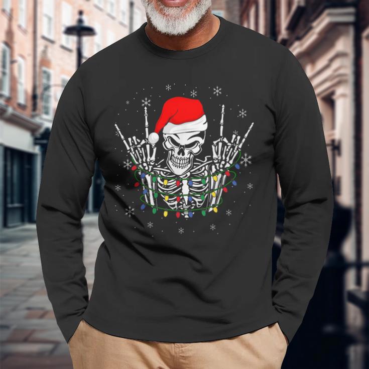 Rock On Santa Skeleton Rock And Roll Christmas Lights Rocker Long ...