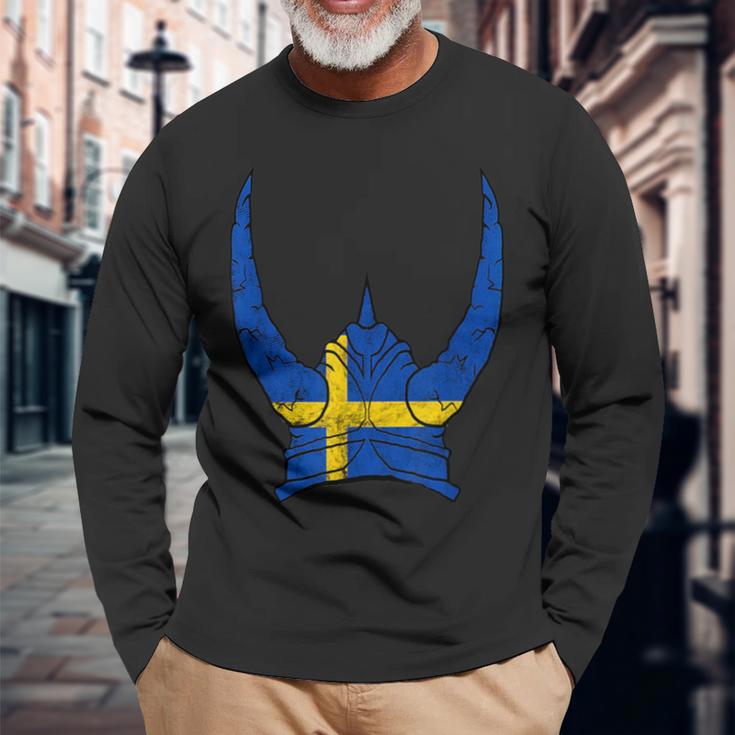 Schweden Wikinger Helm Schwedischer Nordmann Stolz Sköl Langarmshirts Geschenke für alte Männer