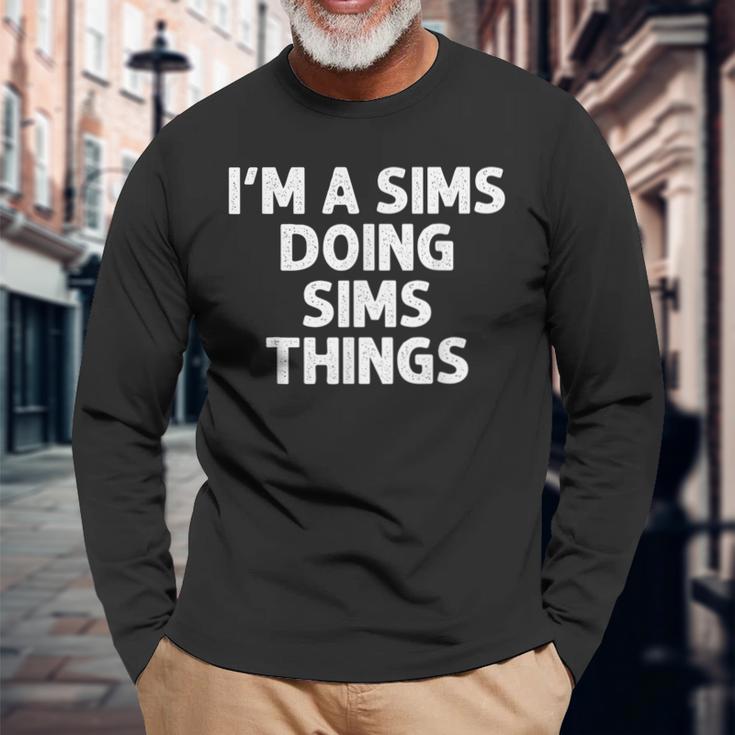 Sims Last Name Family Tree Birthday Reunion Idea Langarmshirts Geschenke für alte Männer