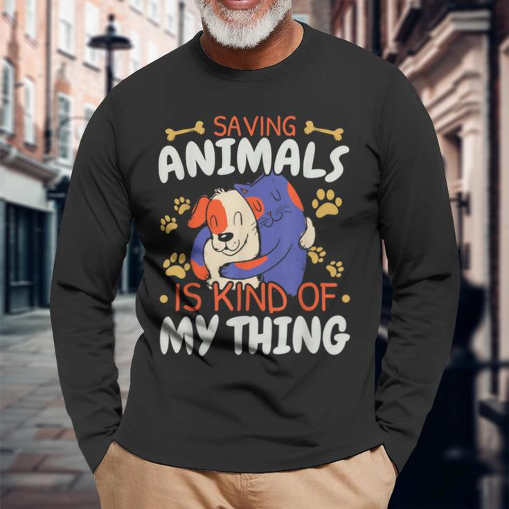 Sparen Tiere Ist Irgendwie Mein Ding Tierrettung Langarmshirts Geschenke für alte Männer