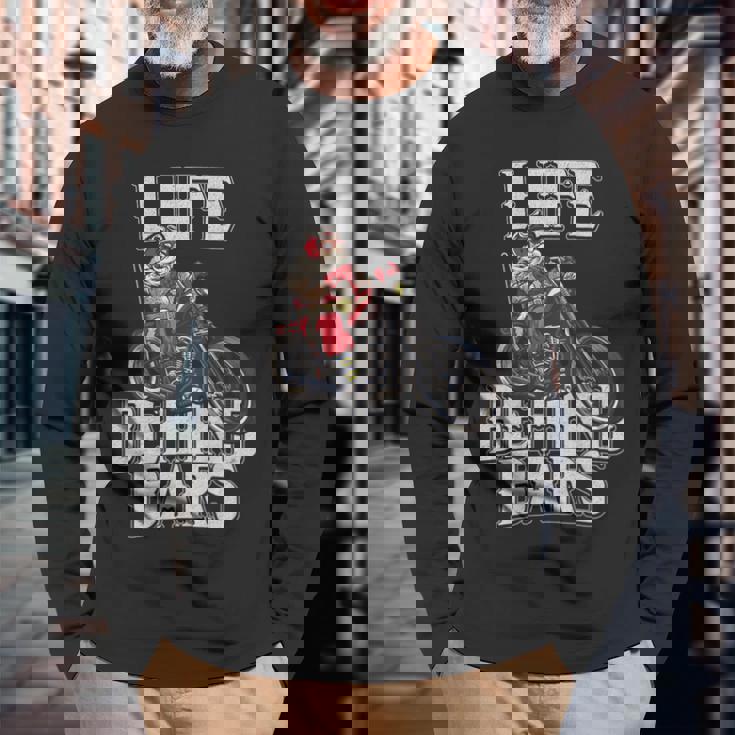 Tattoo Santa Life Behind Bars Biker Santa Shirt Long Sleeve T-Shirt Gifts for Old Men