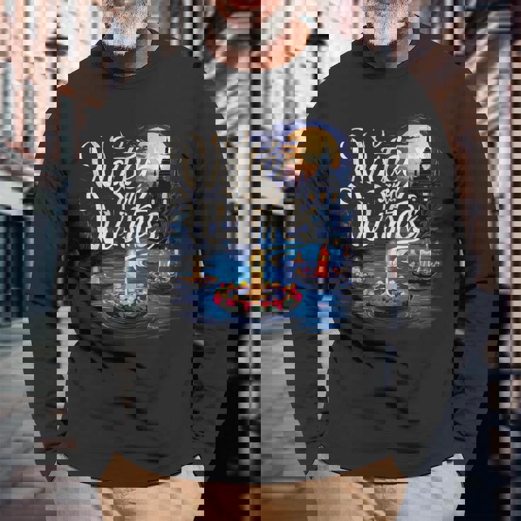 Thailand Celebrate Light Lantern Festival Long Sleeve T-Shirt Gifts for Old Men