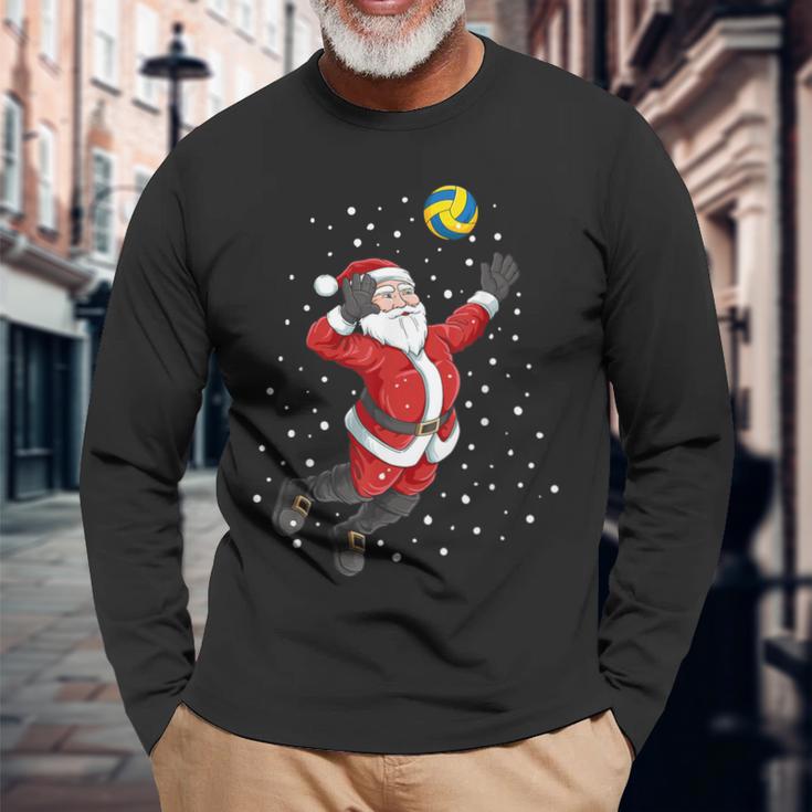 Volleyball Santa Claus Christmas Langarmshirts Geschenke für alte Männer