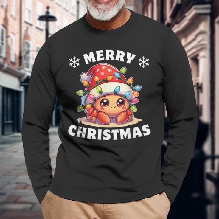 Weihnachtsmütze Weihnachten Lichterkette Einsiedlerkrebs Langarmshirts Geschenke für alte Männer