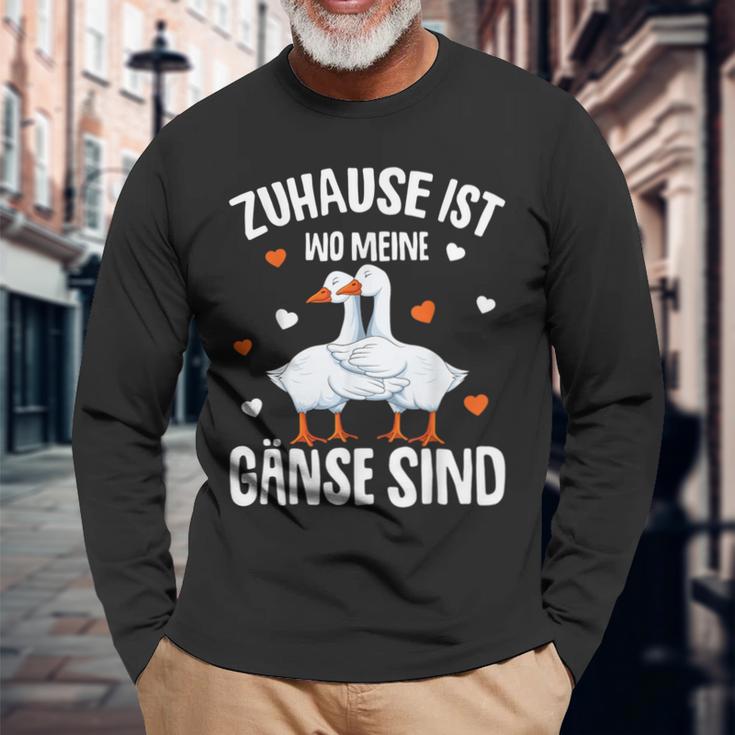 Zuhause Ist Wo Meine Gäse Sind Gäsehalter Langarmshirts Geschenke für alte Männer