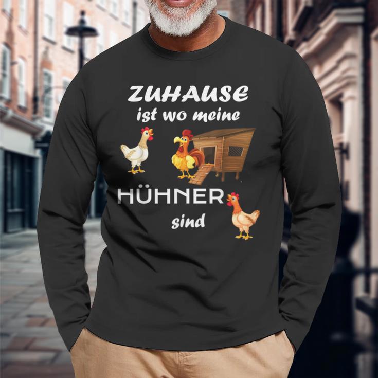 Zuhause Ist Wo Meine Hühner Sind Sind Farmer Zuhause Ist Wo Meine Hühn Langarmshirts Geschenke für alte Männer