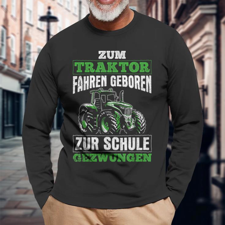 Zum Traktor Fahren Geboren Zur Schule Zum Schule Zwungen S Langarmshirts Geschenke für alte Männer