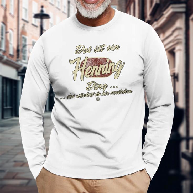 Damen Das Ist Ein Henning Ding Lustiges Familie Henning Mit-Ausschnitt Langarmshirts Geschenke für alte Männer