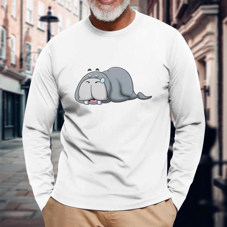 Das Dickerchen Macht Ein Naperchen Walrus Pyjamas Sleep Langarmshirts Geschenke für alte Männer