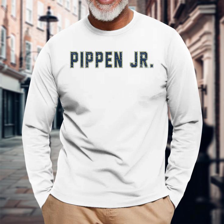 Distressed Team Pippen Jr Last Name Proud Family Gray Langarmshirts Geschenke für alte Männer