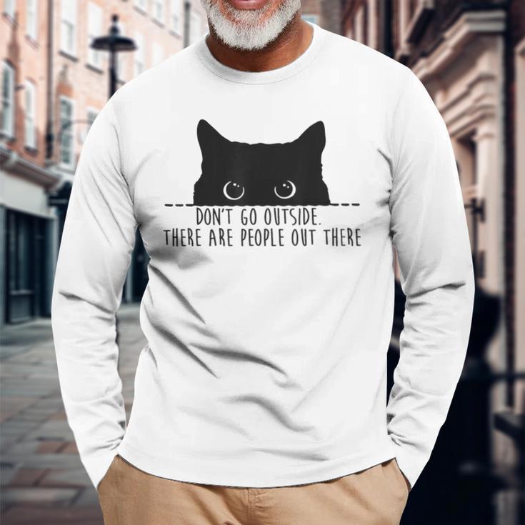 Cat Leute Da Draußen Cat French Language Langarmshirts Geschenke für alte Männer