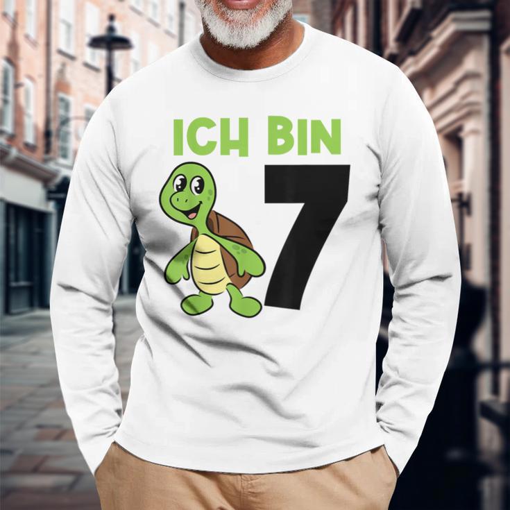 Ich Bin 7 7 Geburtstag Schildkröte Langarmshirts Geschenke für alte Männer