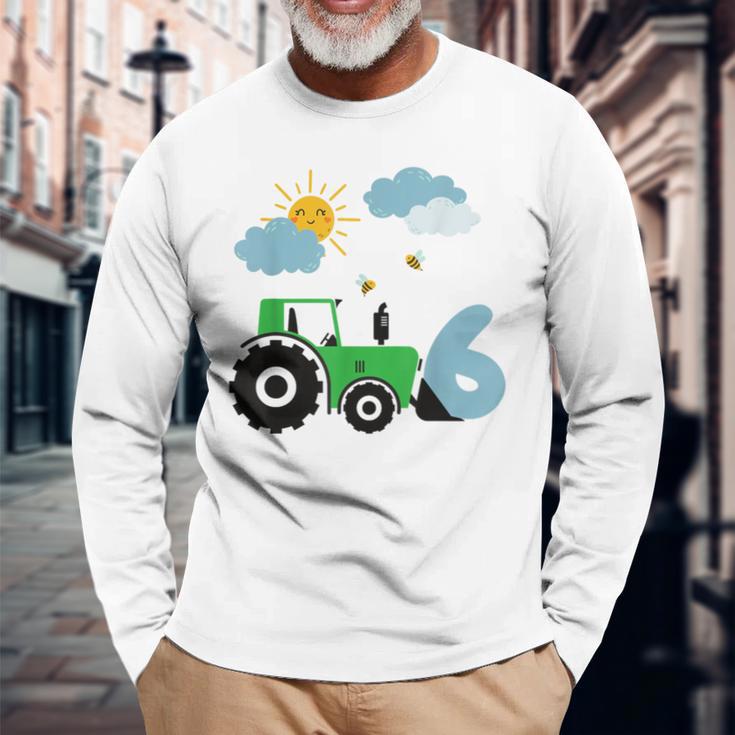 Kinder Geburtstag Traktor 6 Jahre Junge Bauernhof Zahl Langarmshirts Geschenke für alte Männer