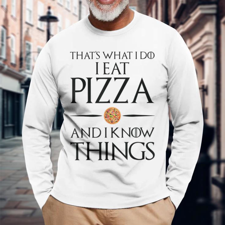 Pizza Das Ist Was Ich Essen Und Weiß Dinge German Gray Langarmshirts Geschenke für alte Männer