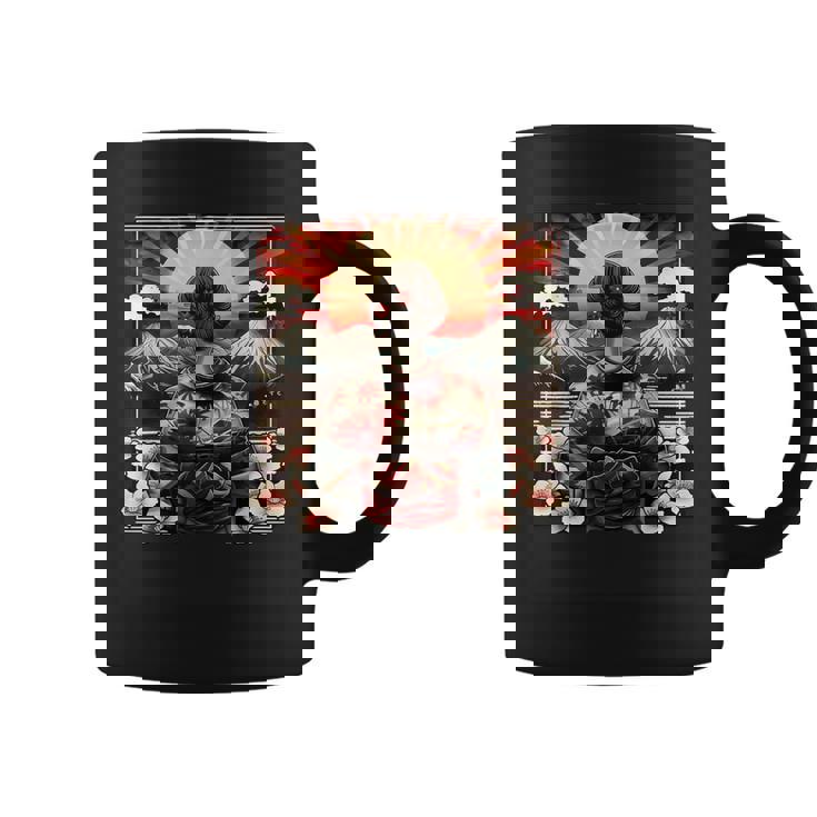 Art Japonaisintage Coucher De Soleil Montagne Floral Geisha Tasse