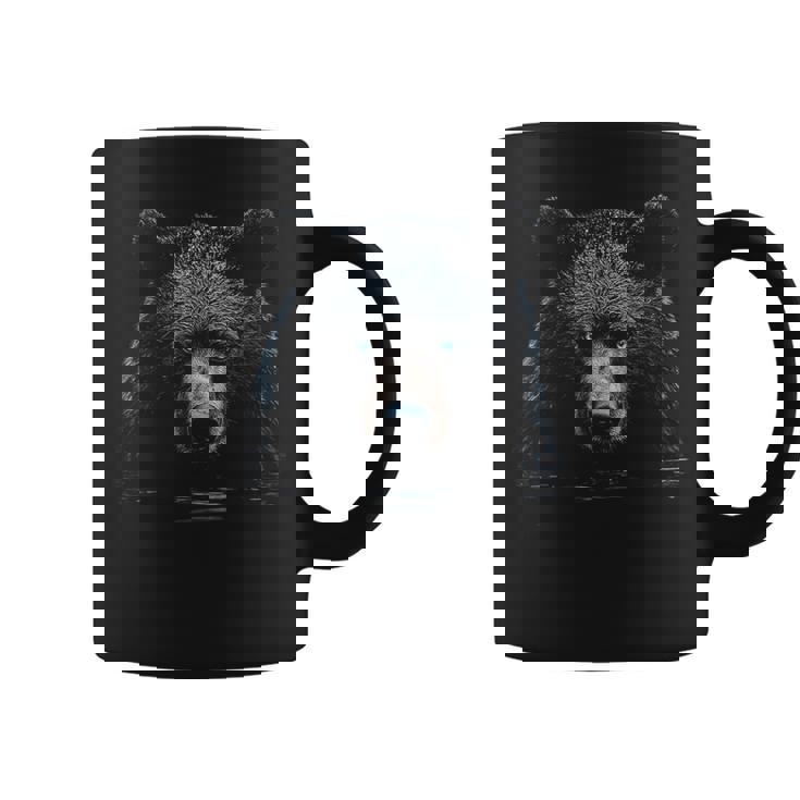 Bear Animal Motif Blue Eyes Illustration Bear Coffee Mug