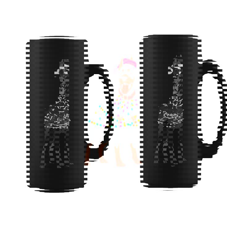 Doberman Santa Christmas Lights Dog Coffee Mug