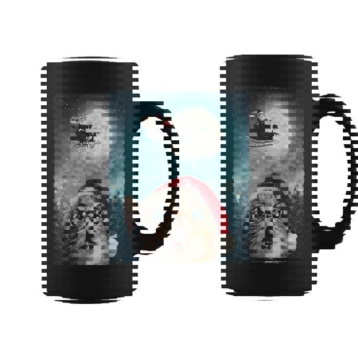 Cat Selfie Santa Moon Xmas Christmas Coffee Mug