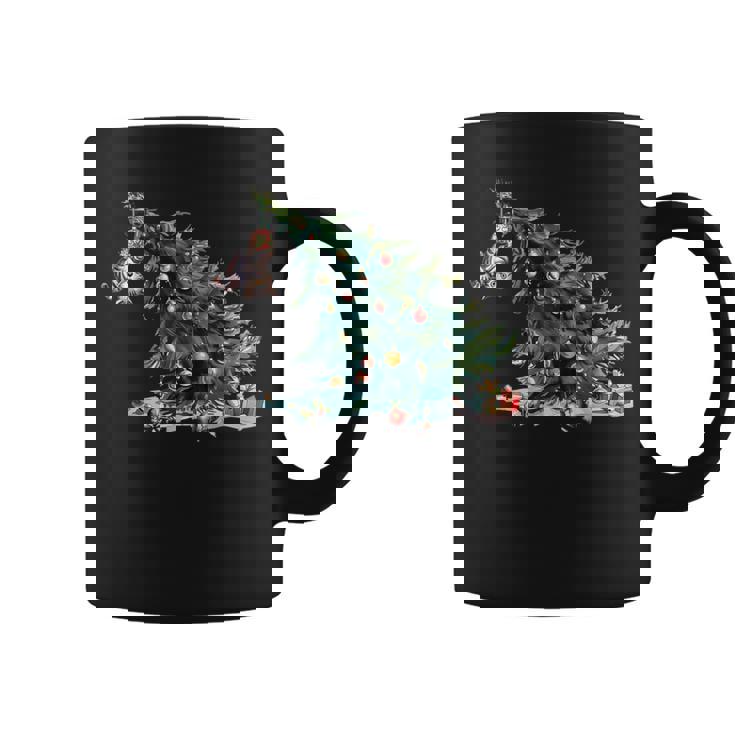 Meowy Cat Pushing Christmas Tree Cats Xmas Pajamas Coffee Mug