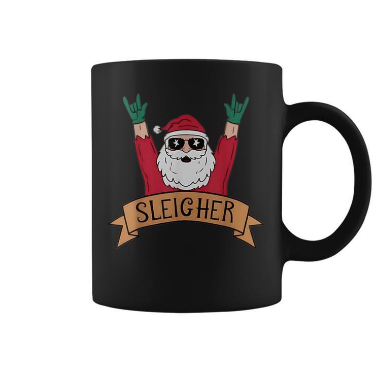 Sleigher Rock N Roll Santa Claus Christmas Coffee Mug