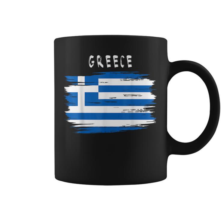 Greece Flag Brush Stroke Style Tassen