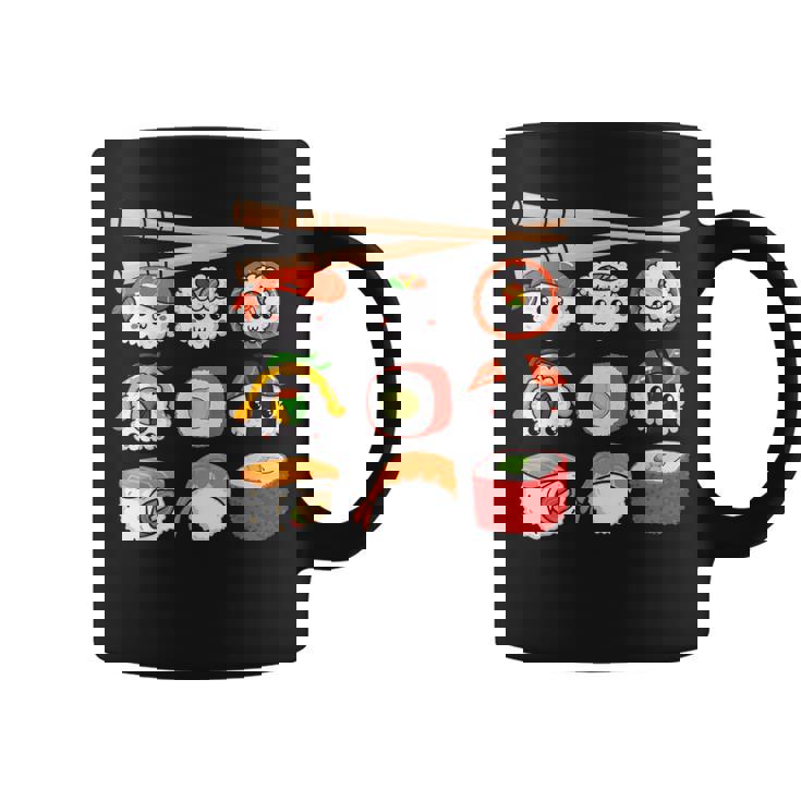 Happy Sushi Anime Kawaii Set For Japanese Food Lovers Coffee Mug