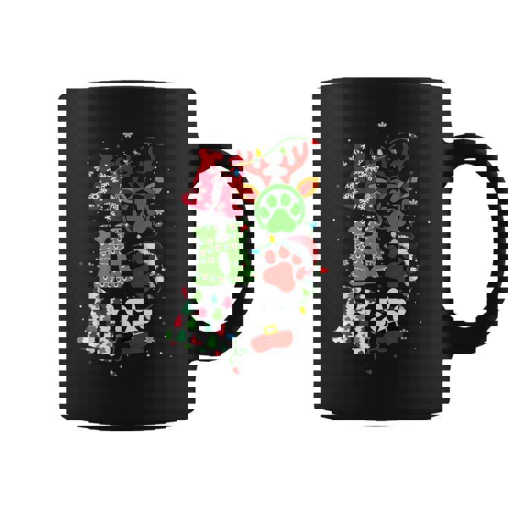 Ho Ho Ho Christmas Pajamas Cat Dog Paw Print For Puppy Lover Graphic Print Coffee Mug
