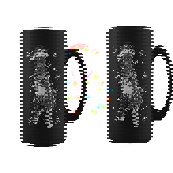 Pitbull Dog Santa Christmas Tree Lights Pajama Xmas Coffee Mug