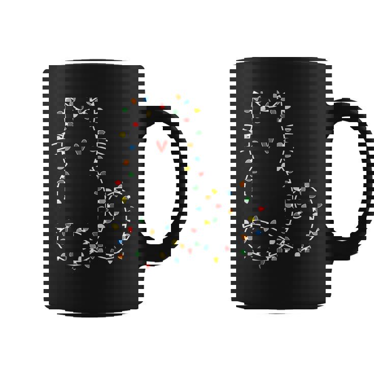 Santa Cat Tangled Up In Christmas Tree Lights Holiday Xmas Coffee Mug