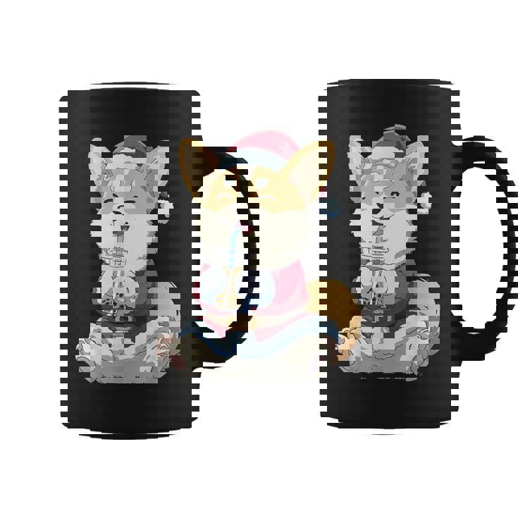Santa Dog Boba Bubble Tea Christmas Corgi Lover Xmas Coffee Mug