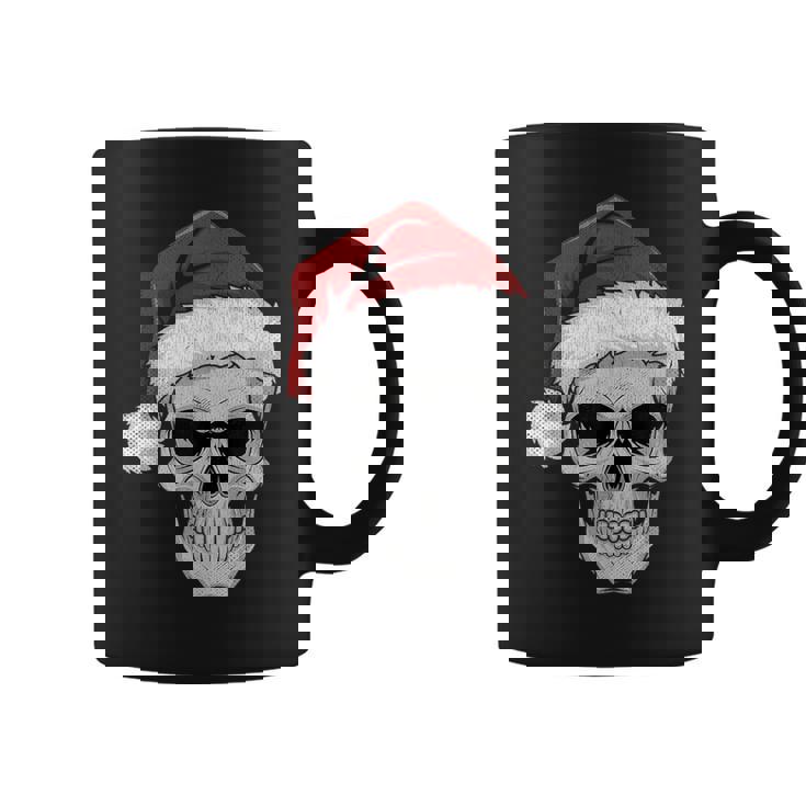 Santa Hat Skull Heavy Metal Goth Sarcastic Rock Christmas Coffee Mug