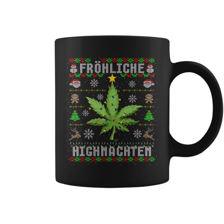 Ugly Christmas Frohe Highnachten Marihuana Weed Geschenk Tassen