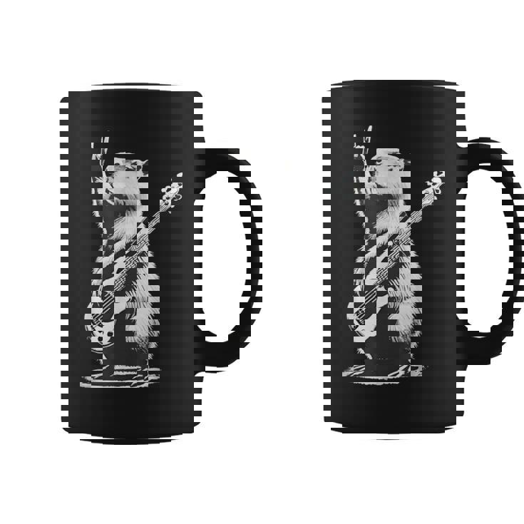 Vintage Capybara Playing Guitar Retro Capybara Rock Music Coffee Mug
