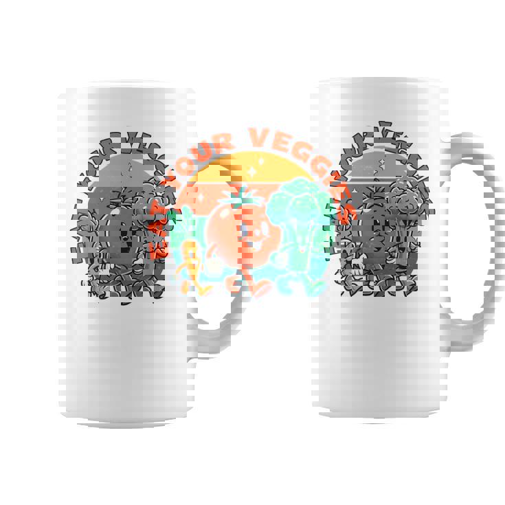 Eat Your Veggies Eat Your Vegetables Cute Vegetarian Retro Graphic Print Coffee Mug
