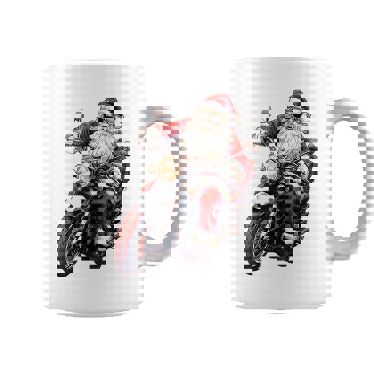 Santa Riding Motorcycle Bike Christmas Biker Xmas Graphic Print Coffee Mug