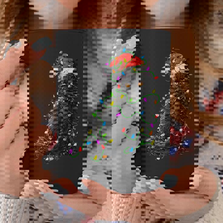 Black Cat Santa Christmas Tree Lighting Xmas Coffee Mug Personalized Gifts