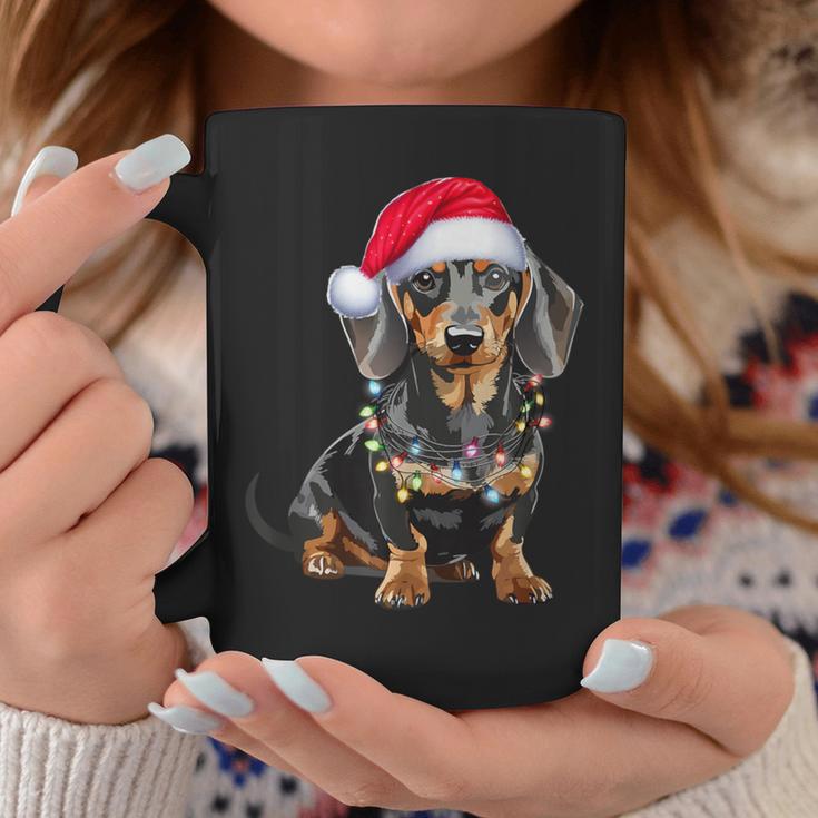 Dachshund Dog Santa Hat Christmas Light Tassen Lustige Geschenke