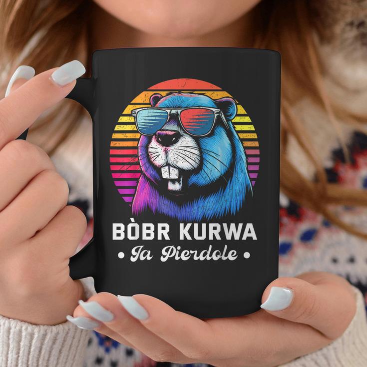 Synthwave Polish Bobr Meme Bober Kurwa Ja Pierdole Bòbr Tassen Lustige Geschenke