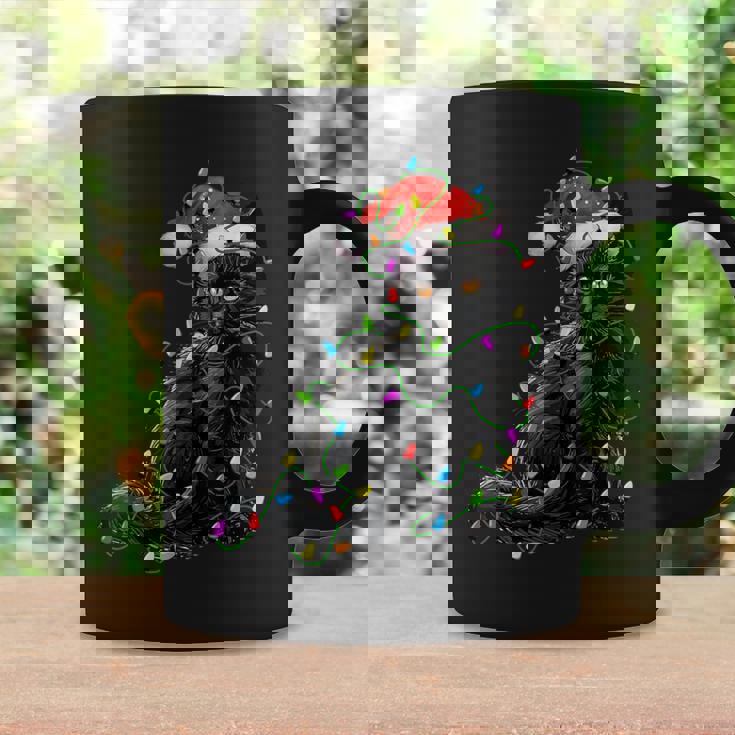 Black Cat Santa Christmas Tree Lighting Xmas Coffee Mug Gifts ideas