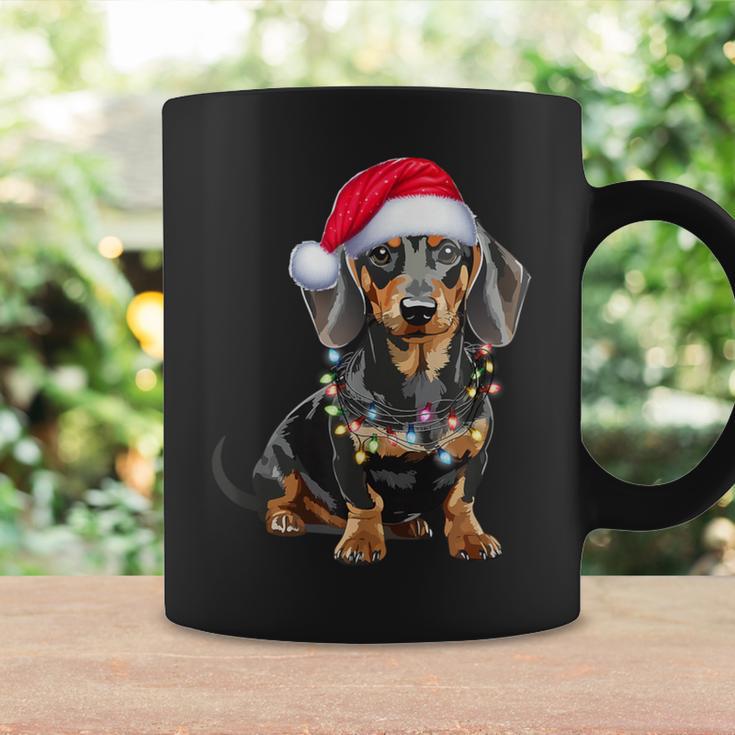 Dachshund Dog Santa Hat Christmas Light Tassen Geschenkideen