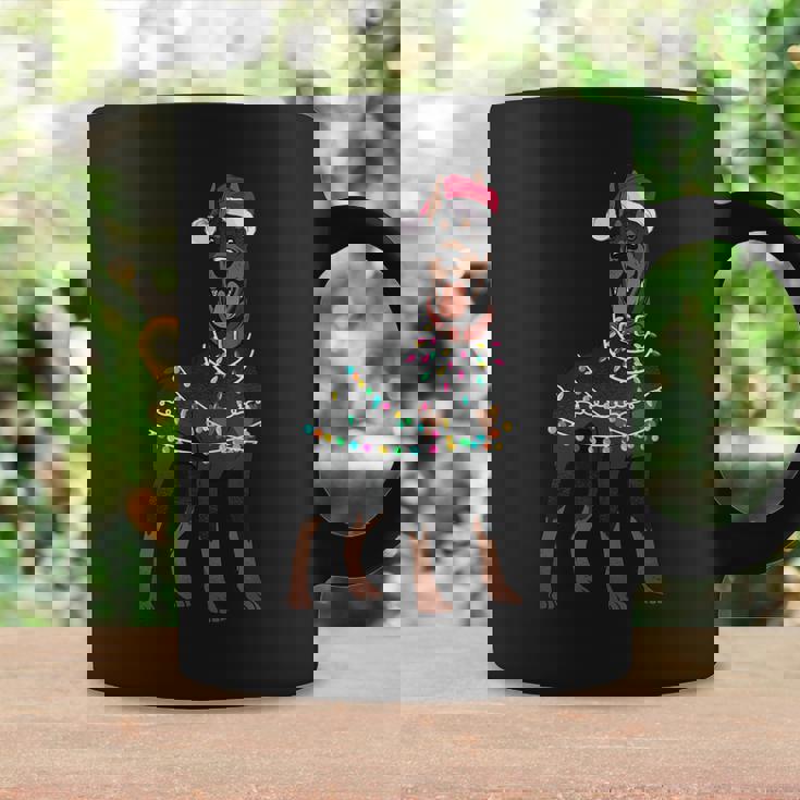 Doberman Santa Christmas Lights Dog Coffee Mug Gifts ideas